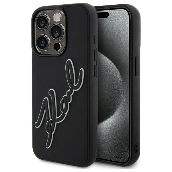 Karl Lagerfeld 3D Design tvrdý obal na telefón (KLHCP15X3DRKSDLK) - iPhone 15 Pro Max - Guma Signature KF2344927