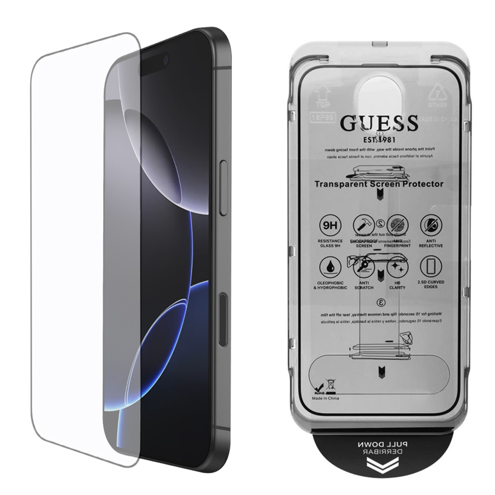 Guess Classic 2.5D Outline (GUTGP16LBOKGCIT) ochranné sklo - iPhone 16 Pro - Čierny KF2344973