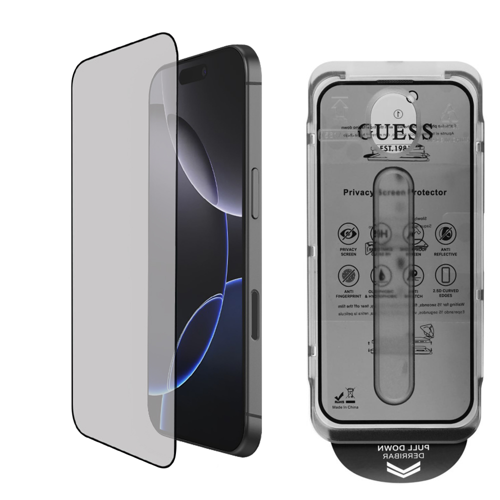 Guess Privacy 2.5D ochranné sklo na displej (GUTGP16LBOKGCIP) - iPhone 16 Pro - Čierne KF2344976