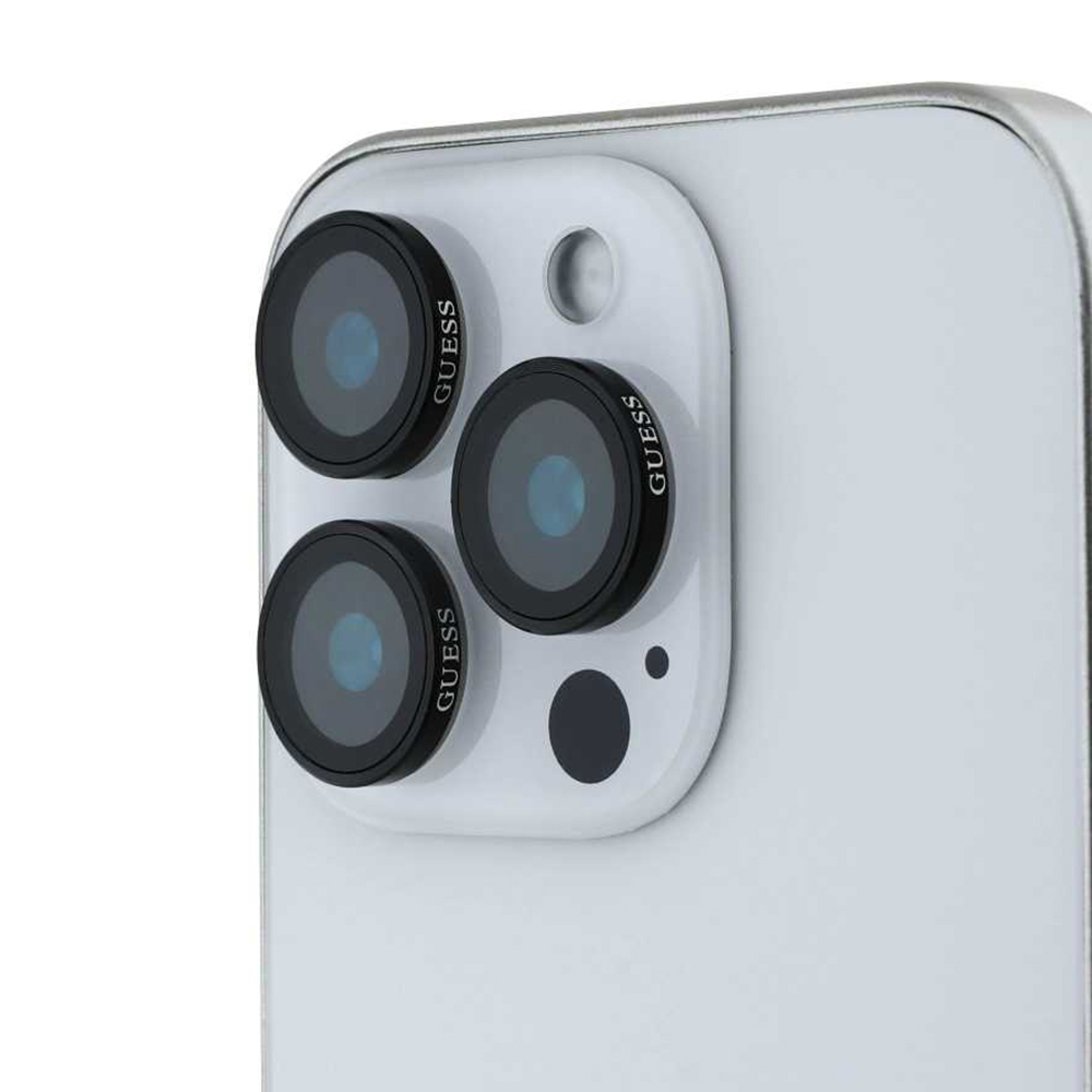 Guess Protective Lens ochranné sklo na objektív kamery (GUCL163SAGK) - iPhone 16 Pro / iPhone 16 Pro Max - Kovovo čierne KF2344978