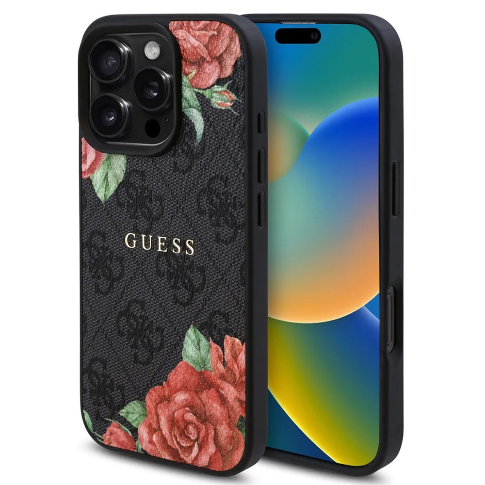 Guess tvrdý obal 4G Flower Print MagSafe (GUHMP16XP4ROPEMCK) - iPhone 16 Pro Max - Čierny KF2345381