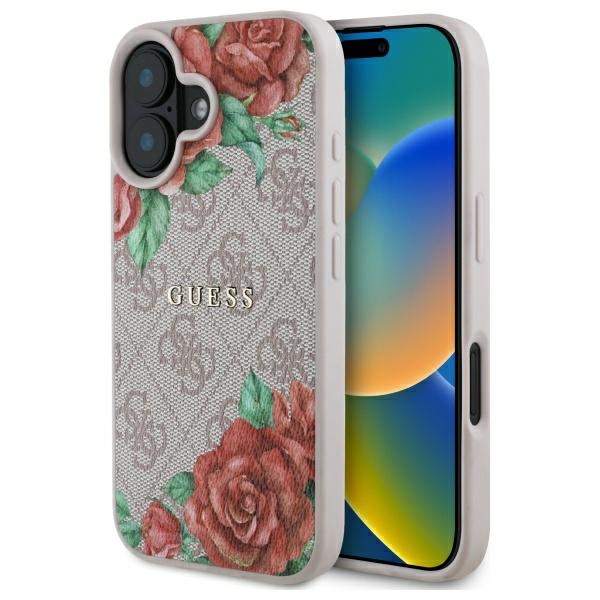 Guess tvrdý obal 4G Flower Print MagSafe (GUHMP16SP4ROPEMCP) - iPhone 16 - Ružový KF2345385