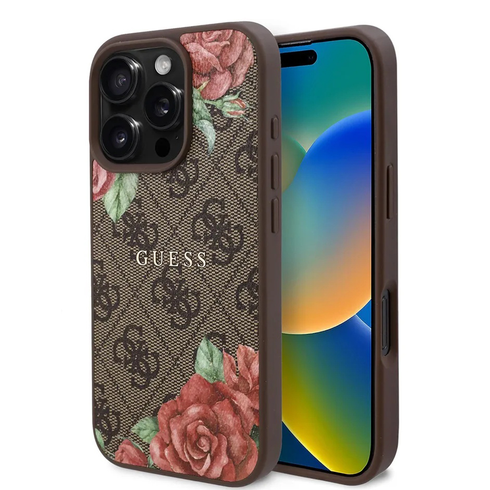 Guess tvrdý obal 4G Flower Print MagSafe (GUHMP16XP4ROPEMCW) - iPhone 16 Pro Max - Hnedý KF2345390