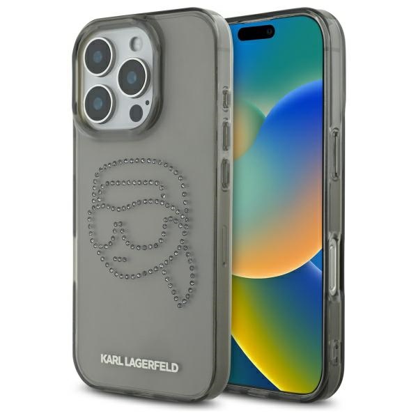 Karl Lagerfeld IML Rhinestones tvrdý obal na telefón (KLHCP16XHKHDCELK) - iPhone 16 Pro Max - Karl Head KF2345410