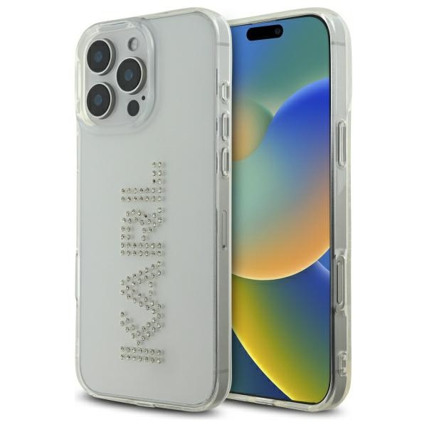 Karl Lagerfeld IML Rhinestones tvrdý obal na telefón (KLHCP16XHKLSTDCT) - iPhone 16 Pro Max - Transparentné Logo KF2345412