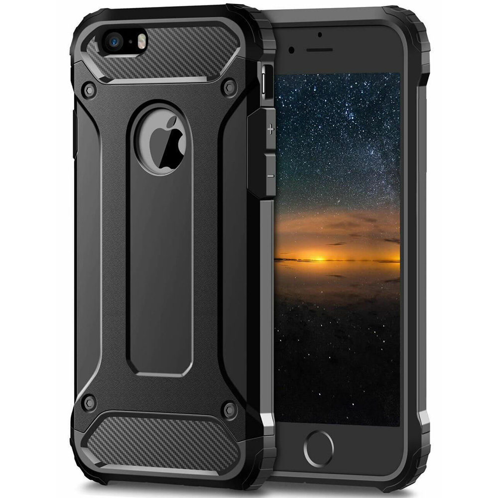 Techsuit Hybrid Armor puzdro pre iPhone 5 / 5s / SE (1. gen.) – čierne KF231178