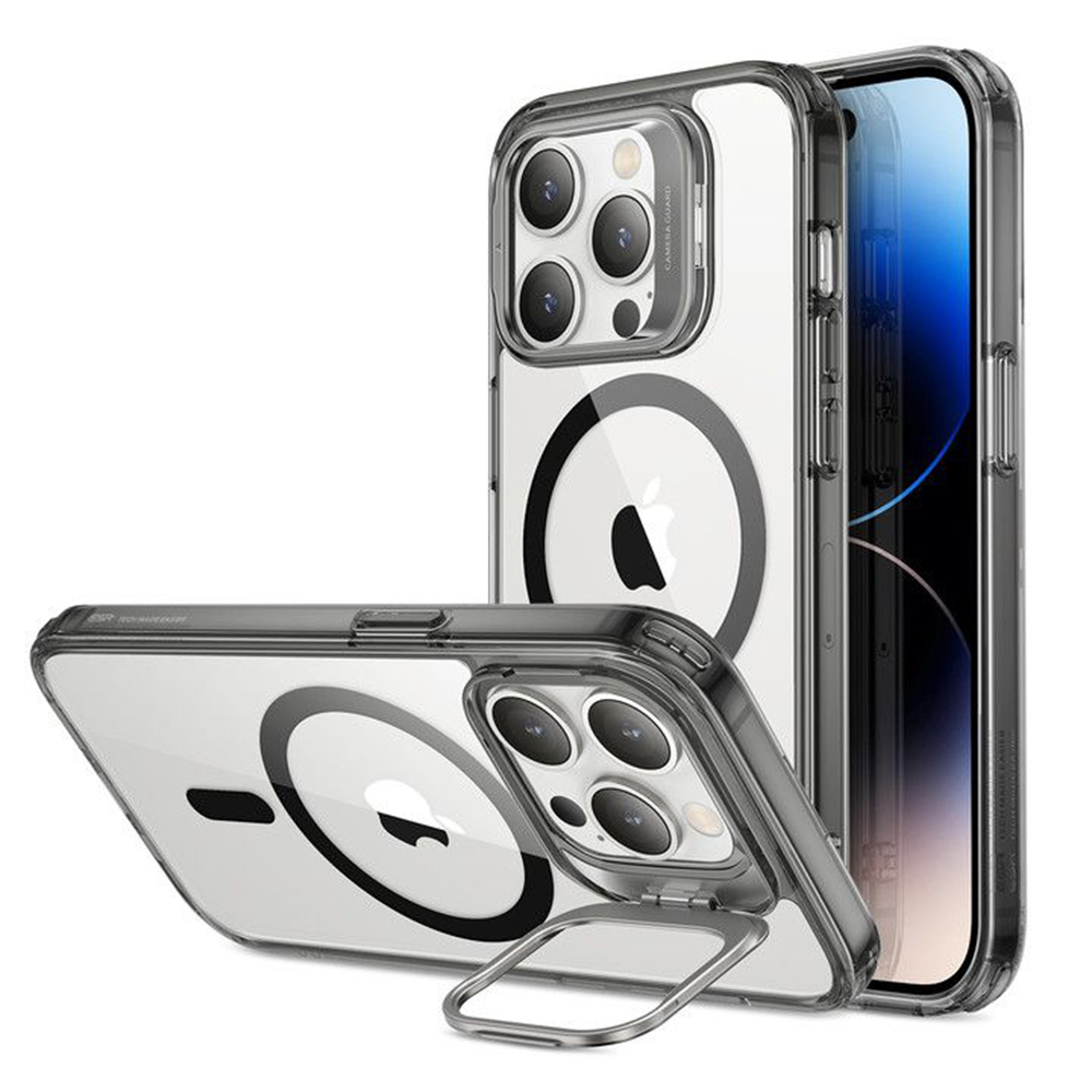 ESR Classic Kickstand HaloLock puzdro pre iPhone 14 Pro Max – číre/čierne KF2312640