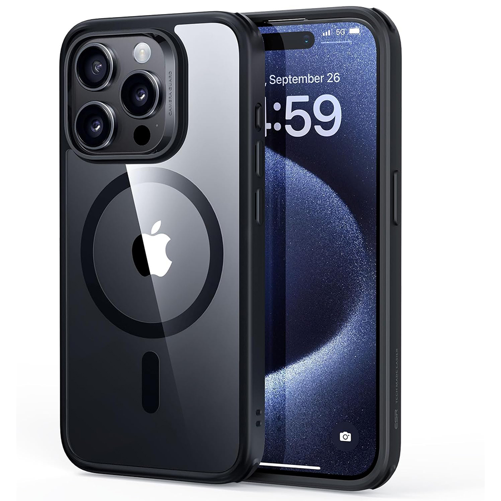 ESR Classic Hybrid HaloLock puzdro pre iPhone 15 Pro – číre/čierne KF2315518