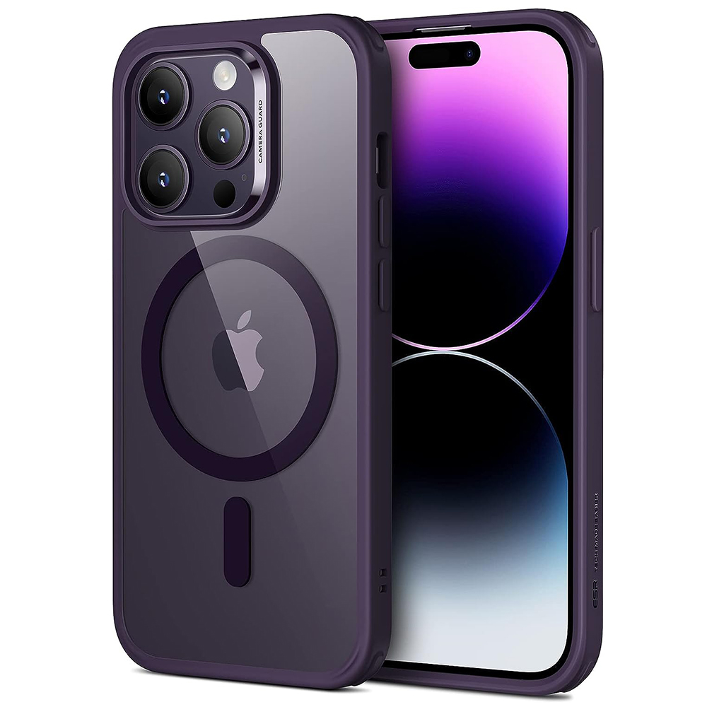 ESR Classic Hybrid HaloLock puzdro pre iPhone 14 Pro – číro‑fialové KF2316261