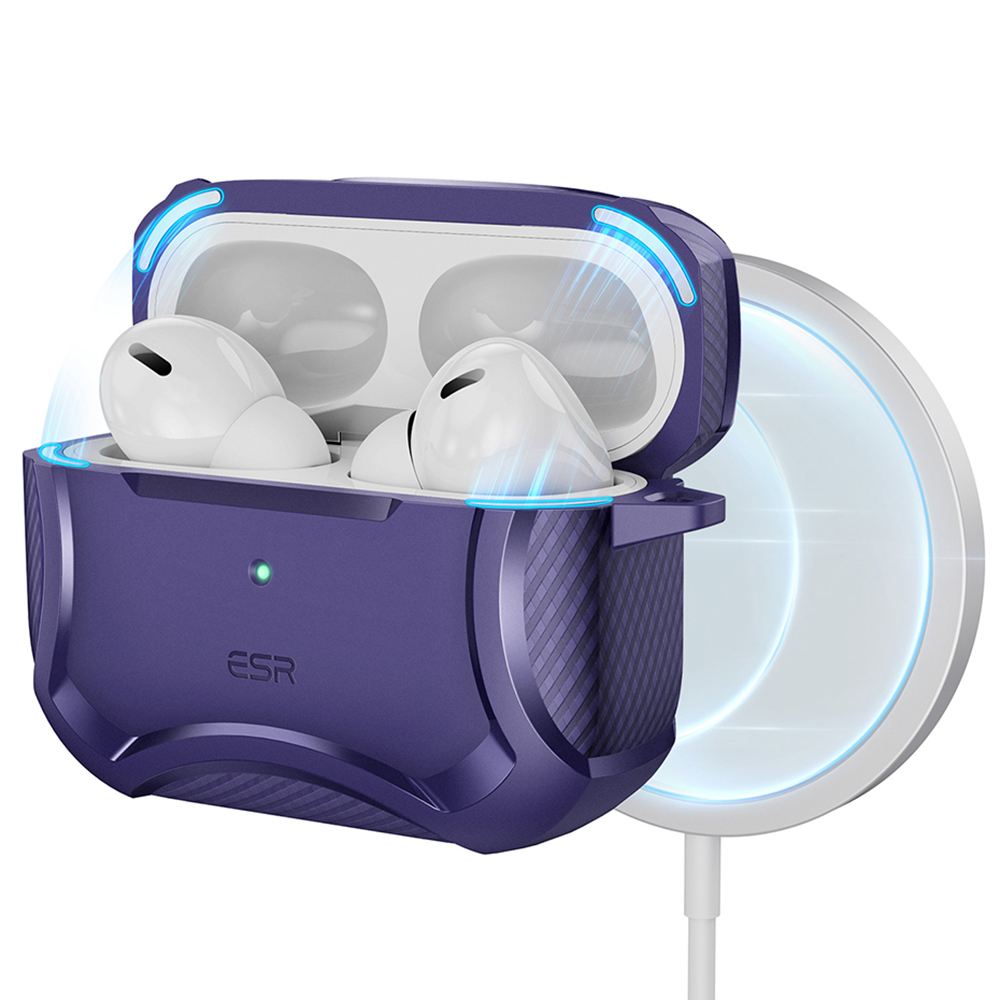 ESR Cyber Armor Tough Case HaloLock puzdro pre Apple AirPods Pro 1 / 2 – fialové KF2316541
