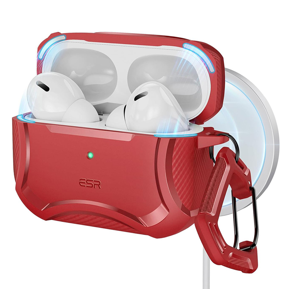 ESR Cyber Armor Tough Case HaloLock puzdro pre Apple AirPods Pro 1 / 2 – červené KF2318141