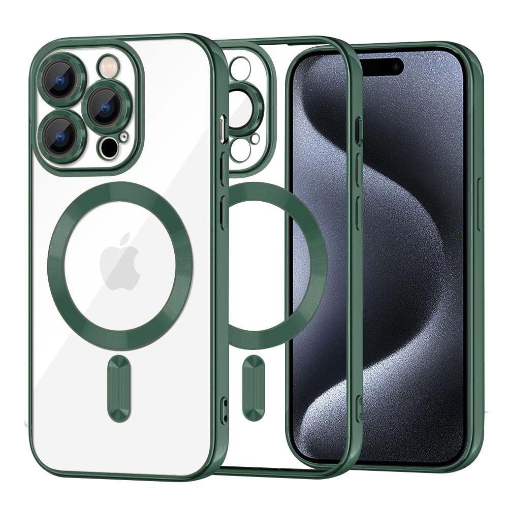 Techsuit Luxury Crystal MagSafe puzdro pre iPhone 15 Pro – tmavozelené (Deep Green) KF2324645
