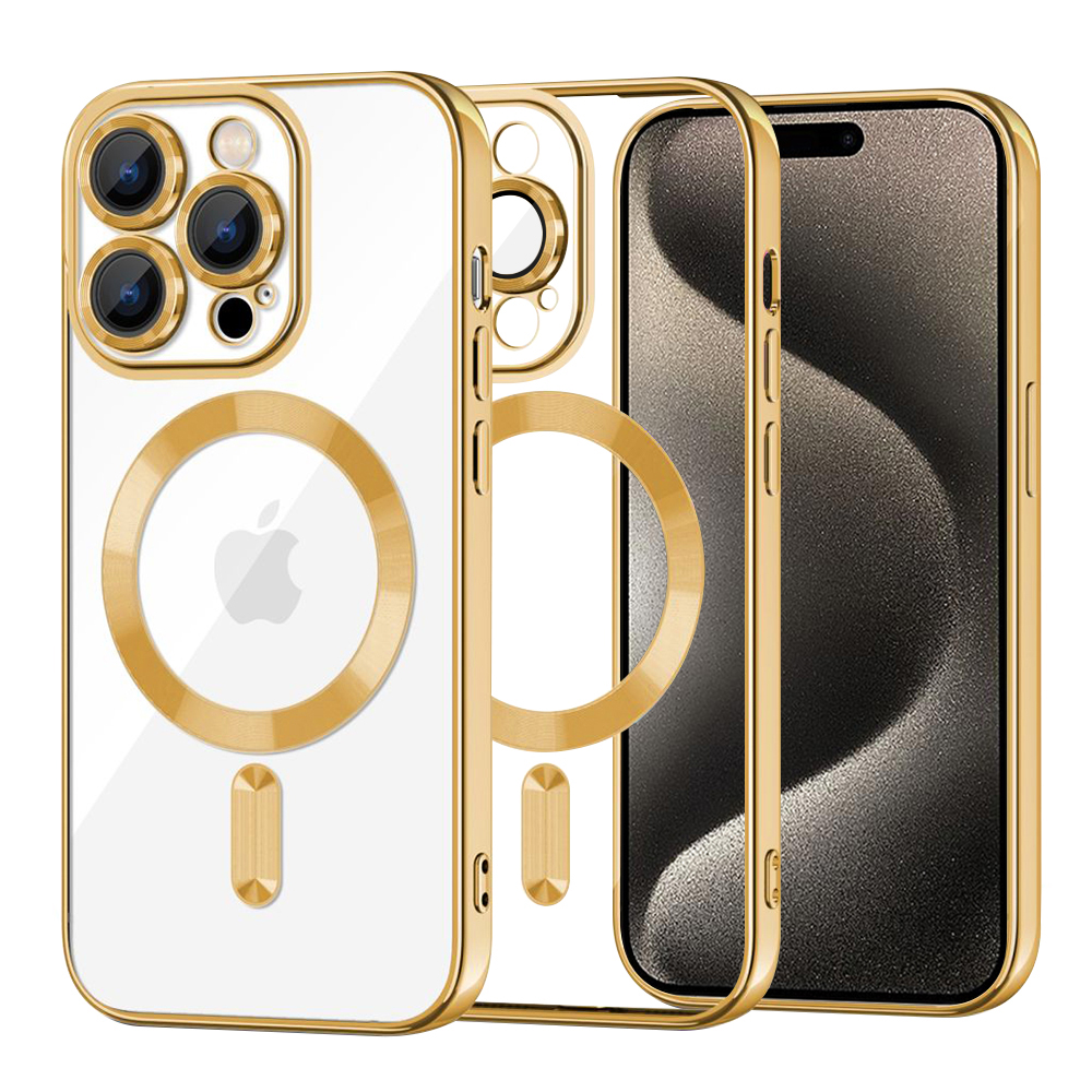 Techsuit Luxury Crystal MagSafe puzdro pre iPhone 15 Pro Max – zlaté (Gold) KF2324661