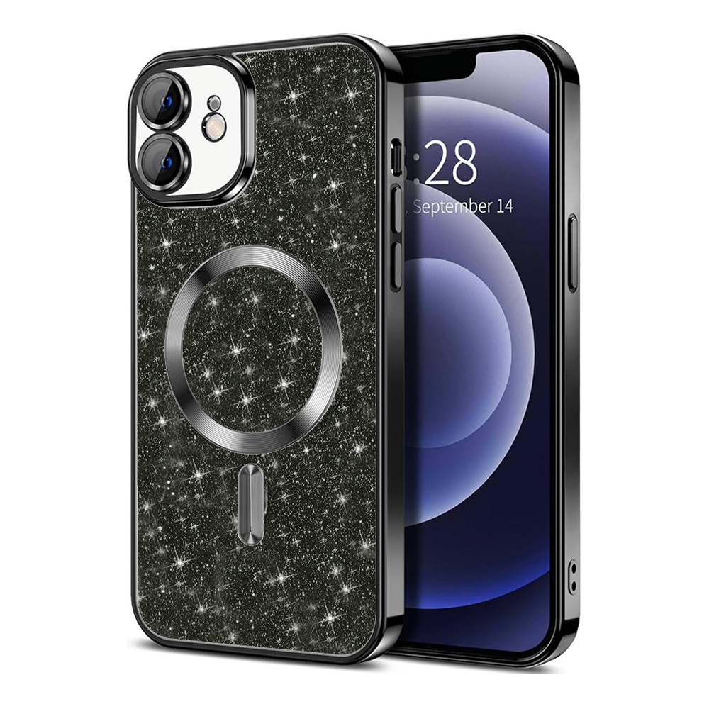 Techsuit Luxury Glitter MagSafe puzdro pre iPhone 12 – čierne KF2324882