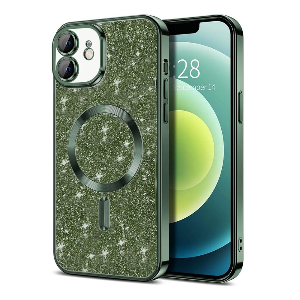 Techsuit Luxury Glitter MagSafe puzdro pre iPhone 12 – tmavozelené (Deep Green) KF2324883
