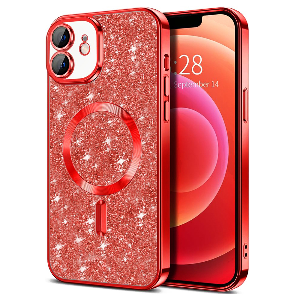 Techsuit Luxury Glitter MagSafe puzdro pre iPhone 12 – červené (Red) KF2324884