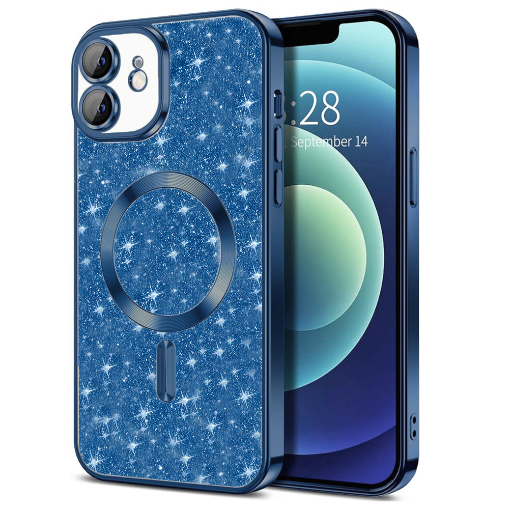 Techsuit Luxury Glitter MagSafe puzdro pre iPhone 12 – tmavomodré (Deep Blue) KF2324885