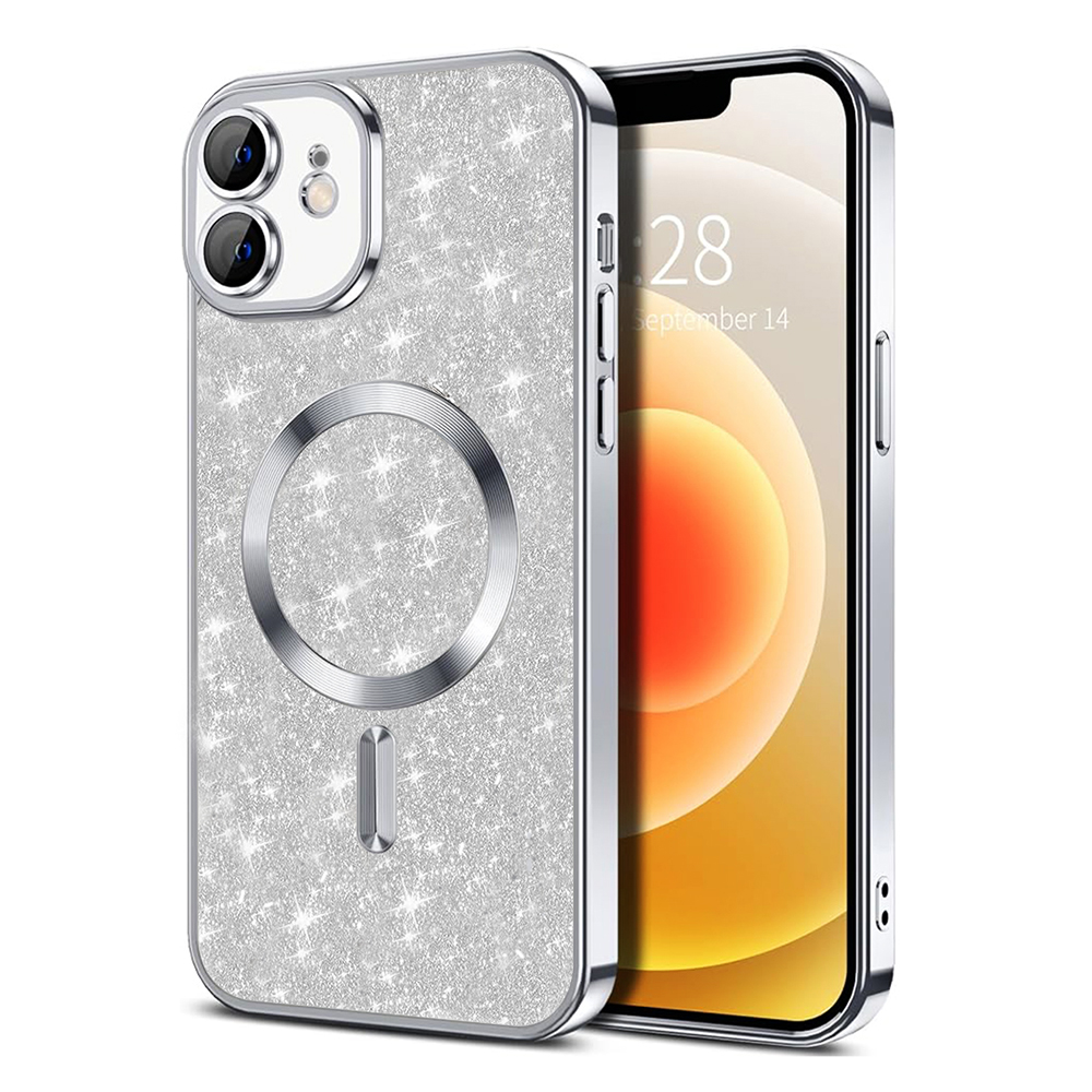 Techsuit Luxury Glitter MagSafe puzdro pre iPhone 12 – strieborné (Silver) KF2324886