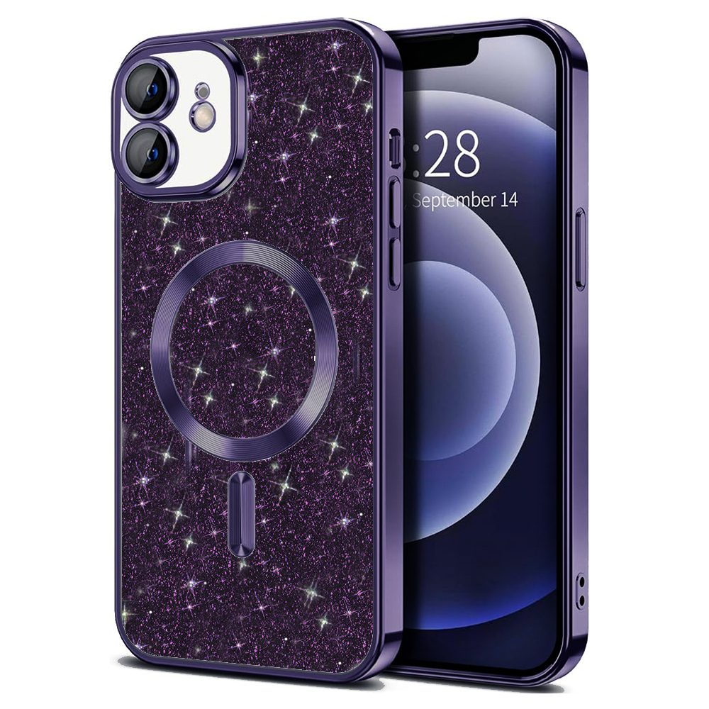 Techsuit Luxury Glitter MagSafe puzdro pre iPhone 12 – tmavofialové (Deep Purple) KF2324889