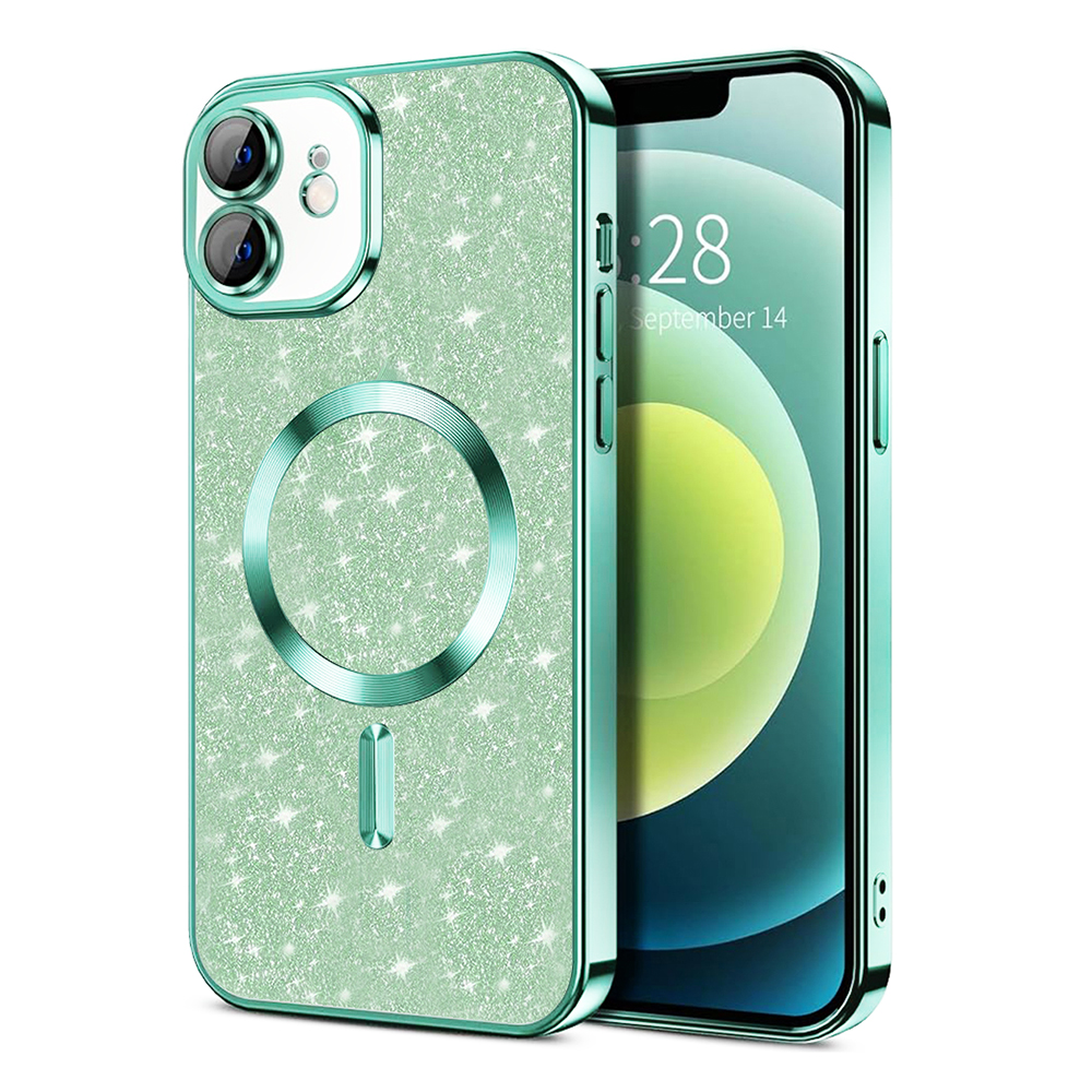 Techsuit Luxury Glitter MagSafe puzdro pre iPhone 12 – svetlozelené (Light Green) KF2324890