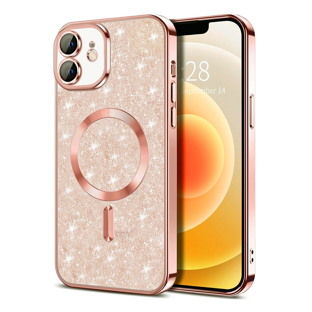 Techsuit Luxury Glitter MagSafe puzdro pre iPhone 12 – ružovo‑zlaté (Rose Gold) KF2324892