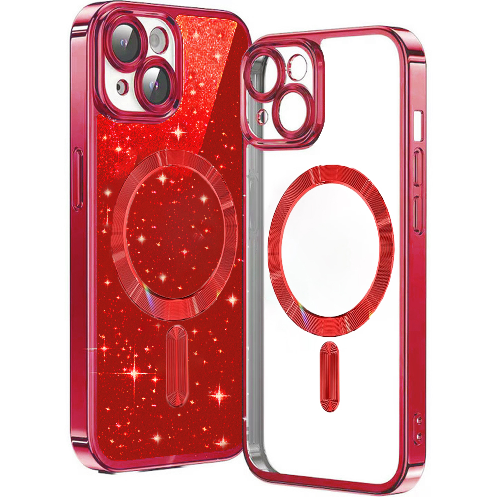 Techsuit Luxury Glitter MagSafe puzdro pre iPhone 13 – červené (Red) KF2324917