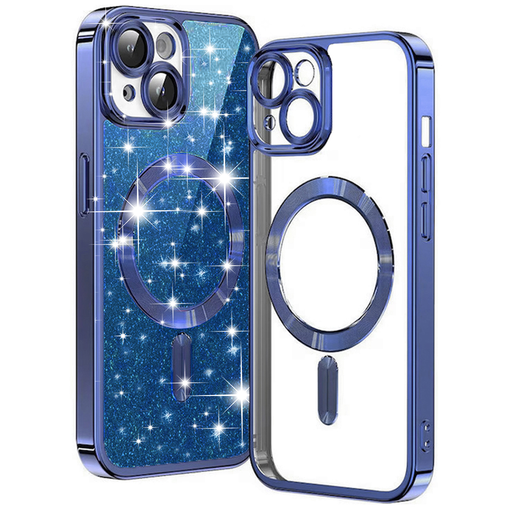 Techsuit Luxury Glitter MagSafe puzdro pre iPhone 15 – tmavomodré (Deep Blue) KF2324995
