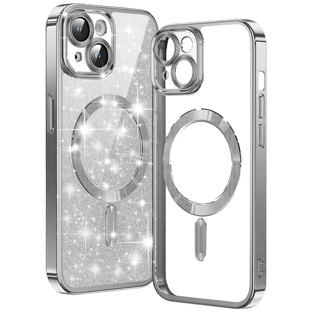 Techsuit Luxury Glitter MagSafe puzdro pre iPhone 15 – strieborné (Silver) KF2324996