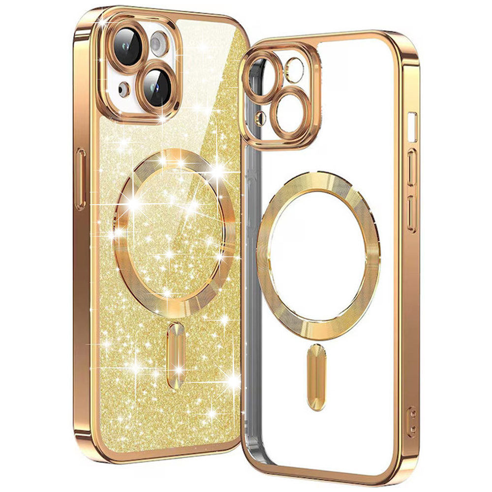 Techsuit Luxury Glitter MagSafe puzdro pre iPhone 15 – zlaté (Gold) KF2324997