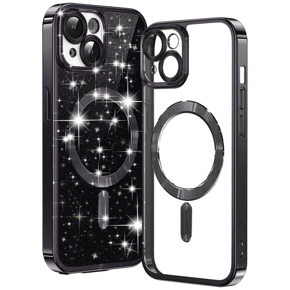 Techsuit Luxury Glitter MagSafe puzdro pre iPhone 15 – čierne KF2324992