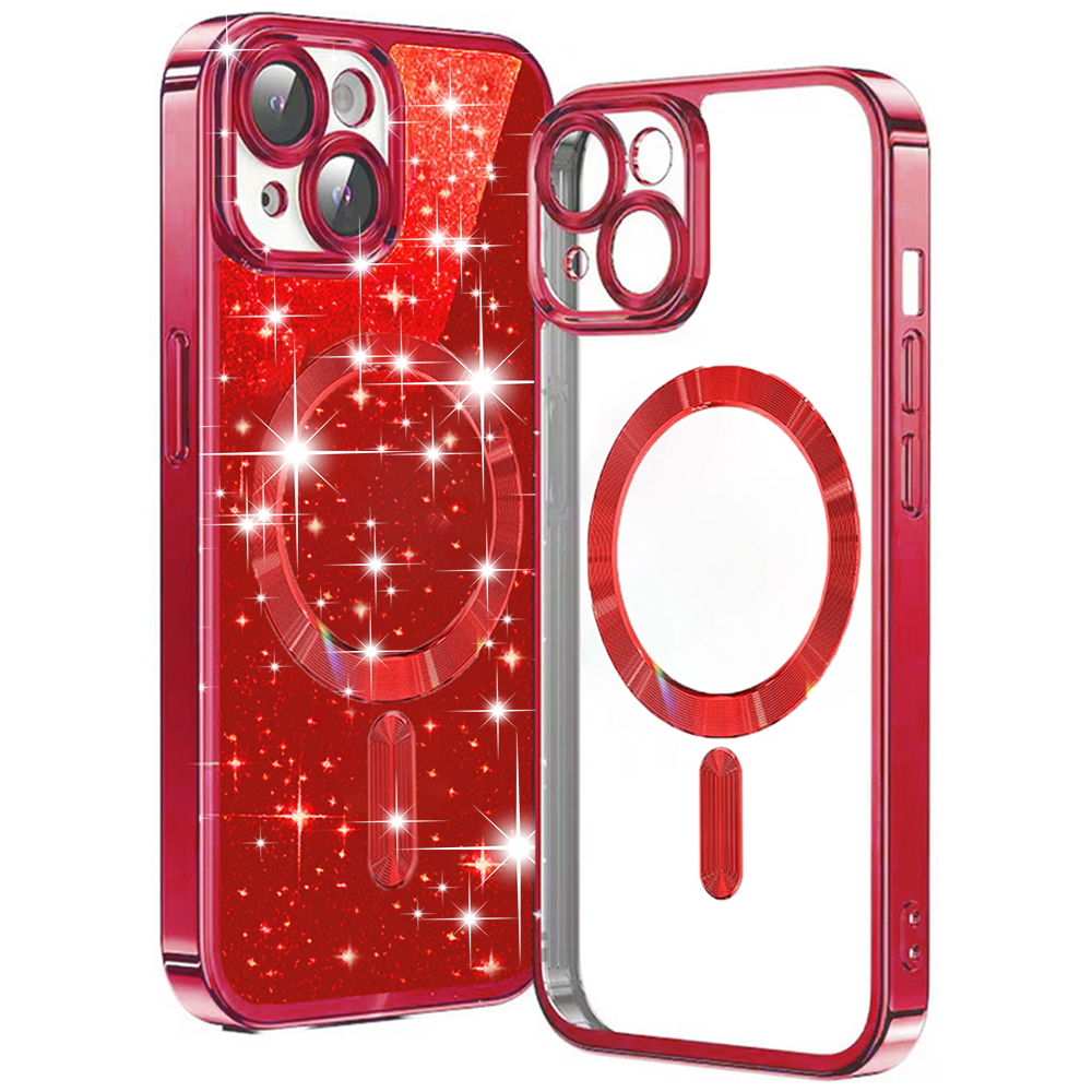 Techsuit Luxury Glitter MagSafe puzdro pre iPhone 15 – červené (Red) KF2324994