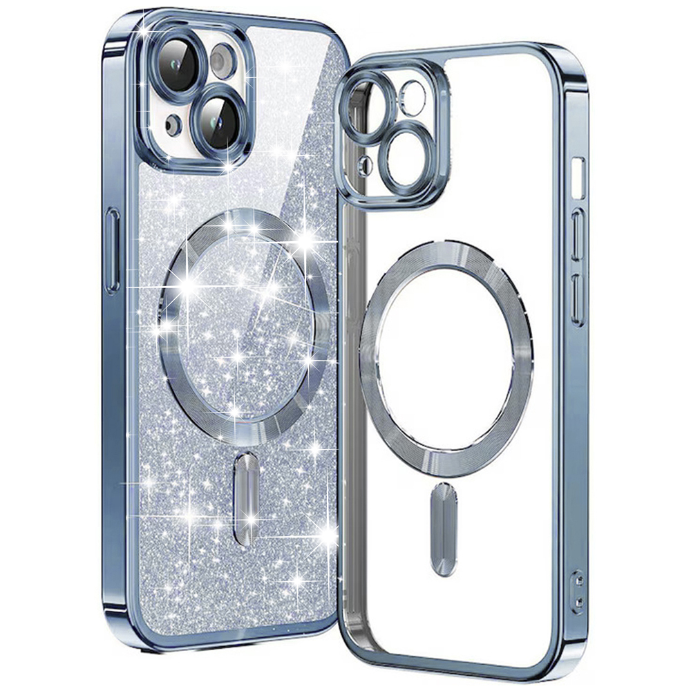 Techsuit Luxury Glitter MagSafe puzdro pre iPhone 15 – svetlomodré (Light Blue) KF2324998