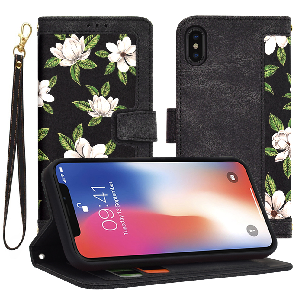 Techsuit FlipCraft puzdro pre iPhone X / XS – kvety úsvitu (Flowers of the Dawn) KF2329215
