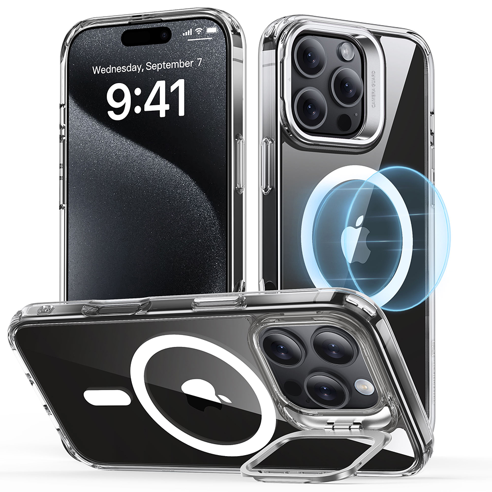ESR Classic Hybrid HaloLock Kickstand puzdro pre iPhone 16 Pro Max – číre KF2330636