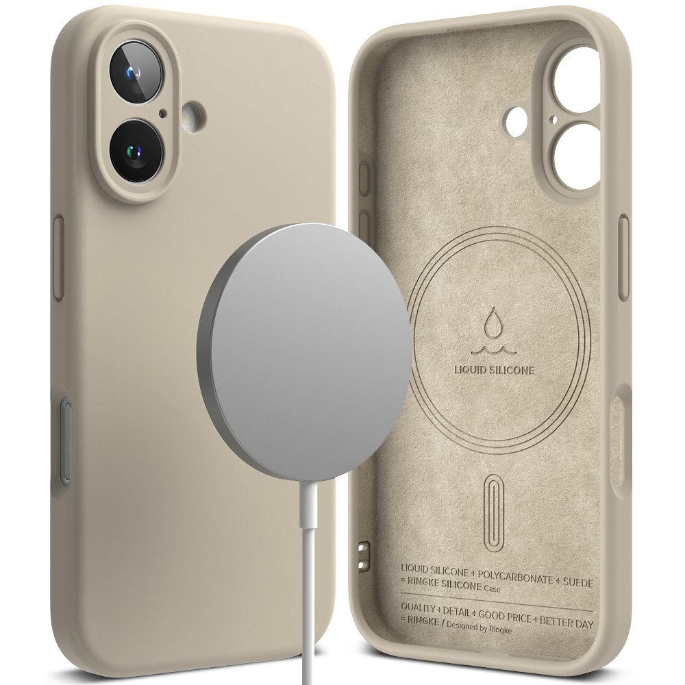 Ringke Silicone Magnetic MagSafe puzdro pre iPhone 16 – sivé („Stone“) KF2335792