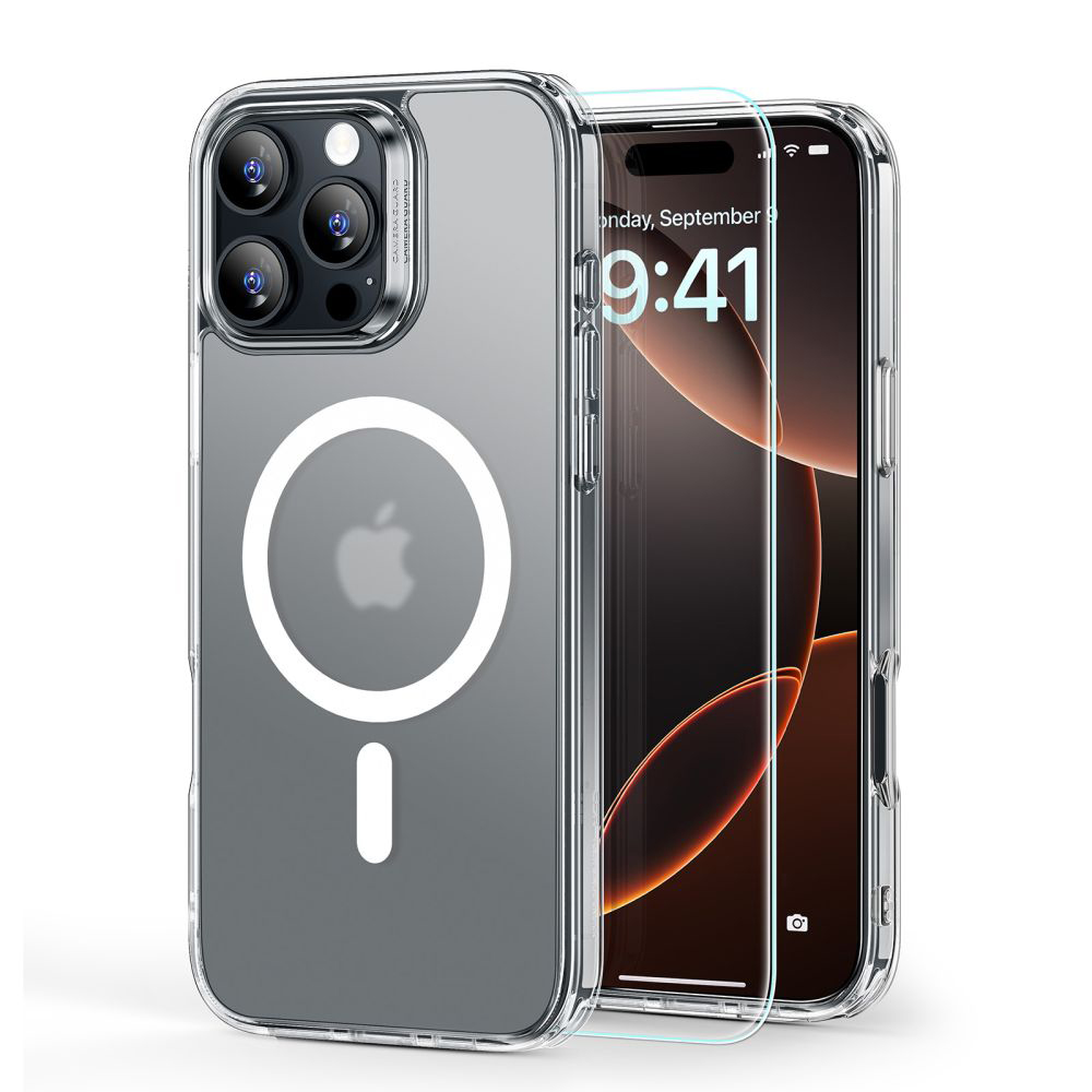 ESR Classic Hybrid HaloLock puzdro + ochranné sklo pre iPhone 16 Pro – matný číry KF2335901