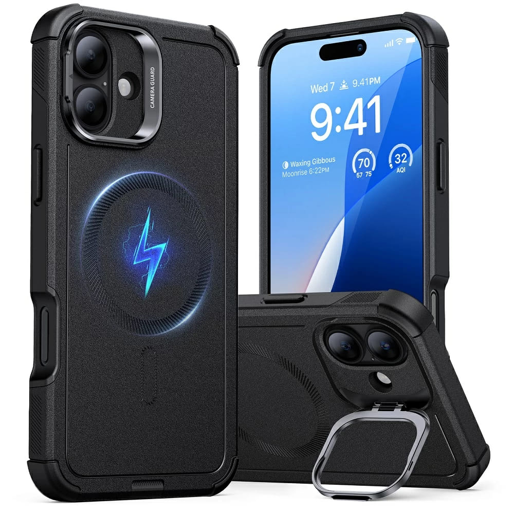 ESR Cyber Armor Kickstand puzdro pre iPhone 16 – čierne KF2335907