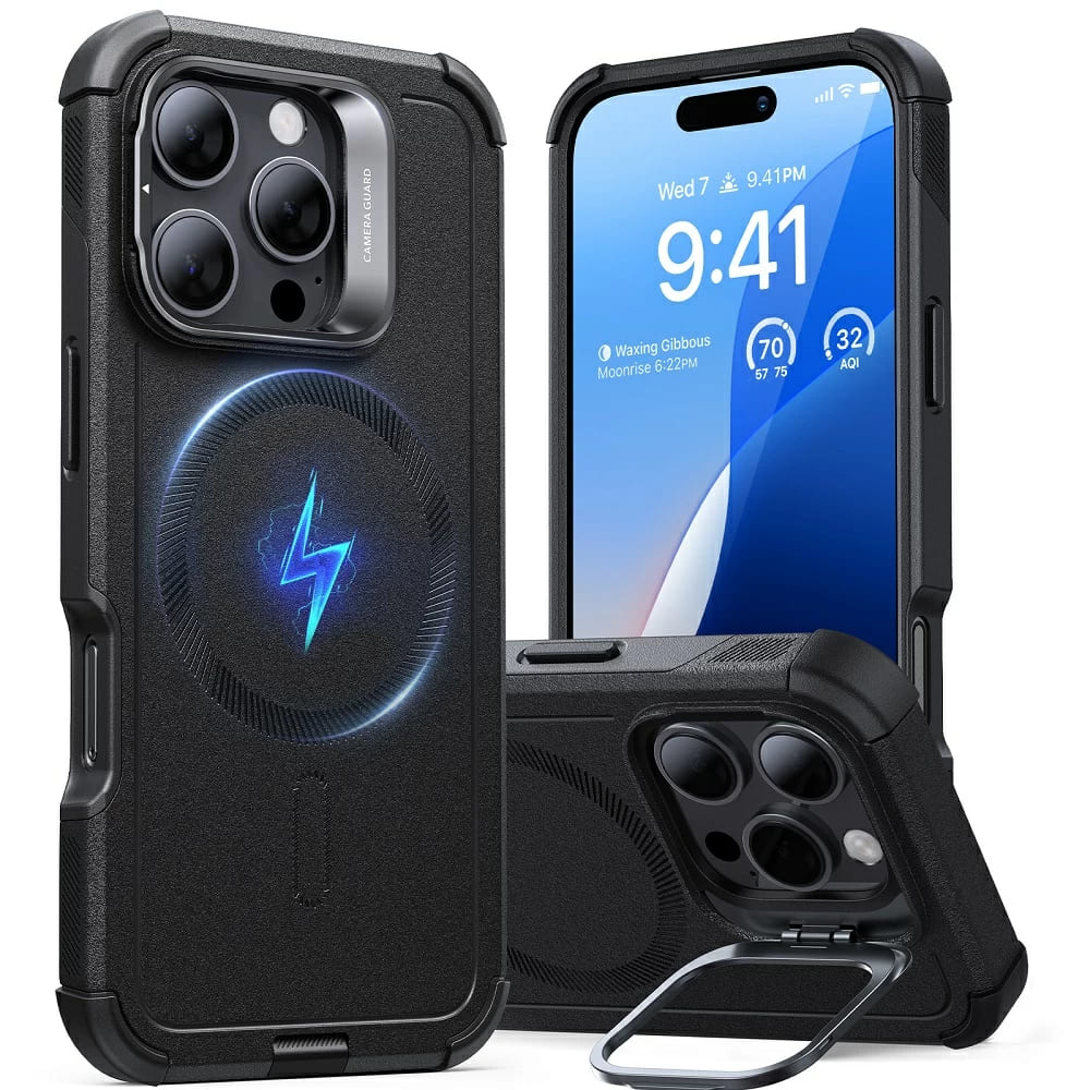 ESR Cyber Armor Kickstand puzdro pre iPhone 16 Pro – čierne KF2335909