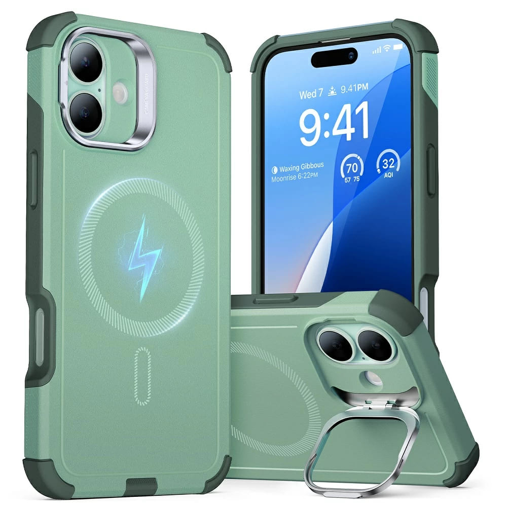ESR Cyber Armor Kickstand puzdro pre iPhone 16 – zelené KF2335911