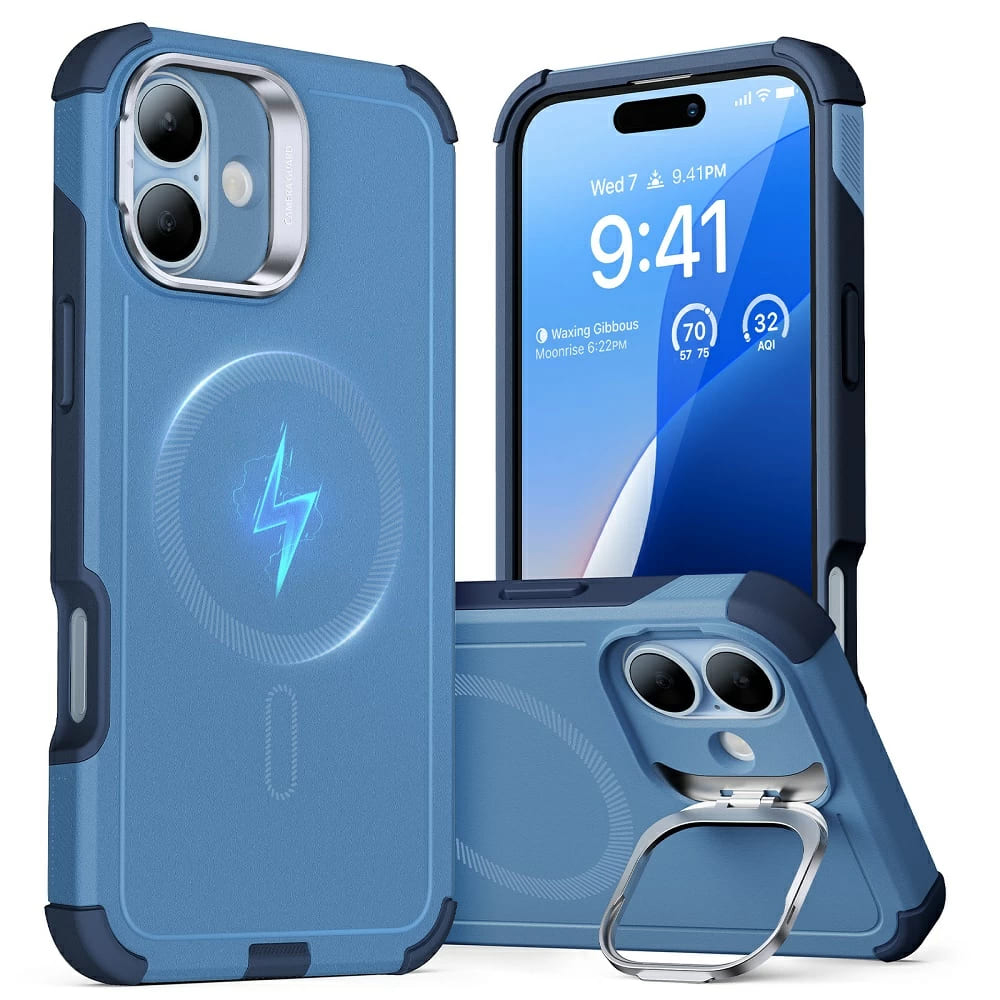 ESR Cyber Armor Kickstand puzdro pre iPhone 16 – modré KF2335914