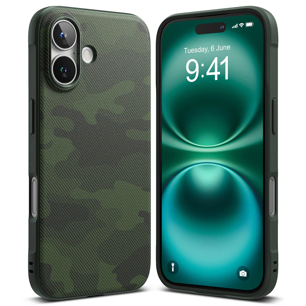 Ringke Onyx Design puzdro pre iPhone 16 Plus – zelené maskáčové KF2338322