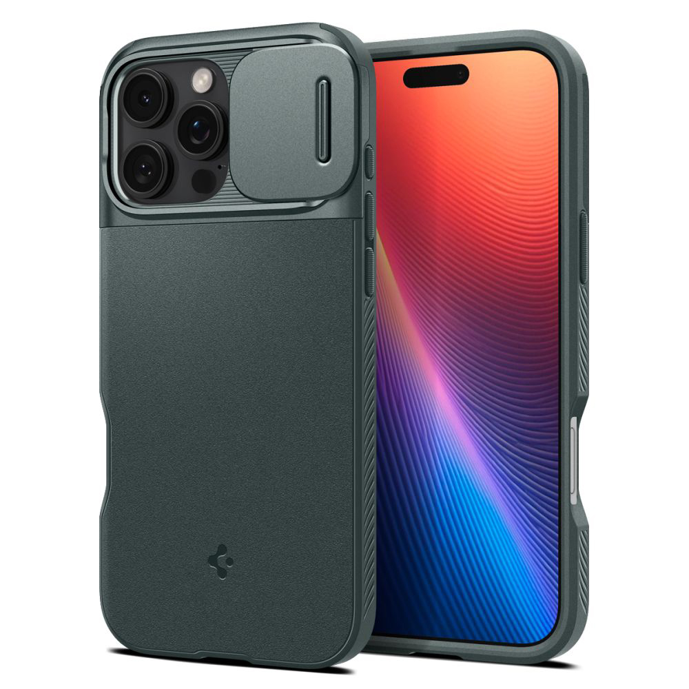 Spigen Optik Armor MagSafe puzdro pre iPhone 16 Pro Max – tmavozelené (Abyss Green) KF2338542