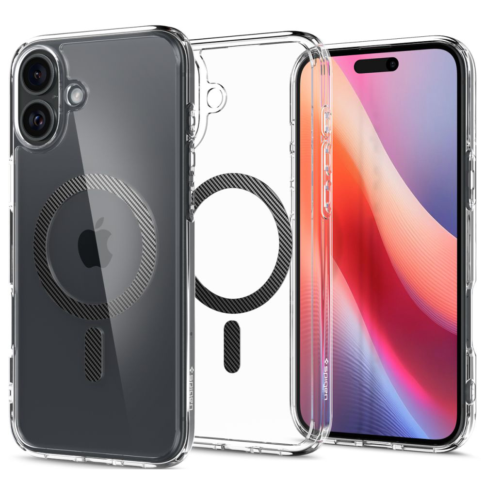 Spigen Ultra Hybrid MagSafe puzdro pre iPhone 16 – karbónový vzor (Carbon Fiber) KF2338583