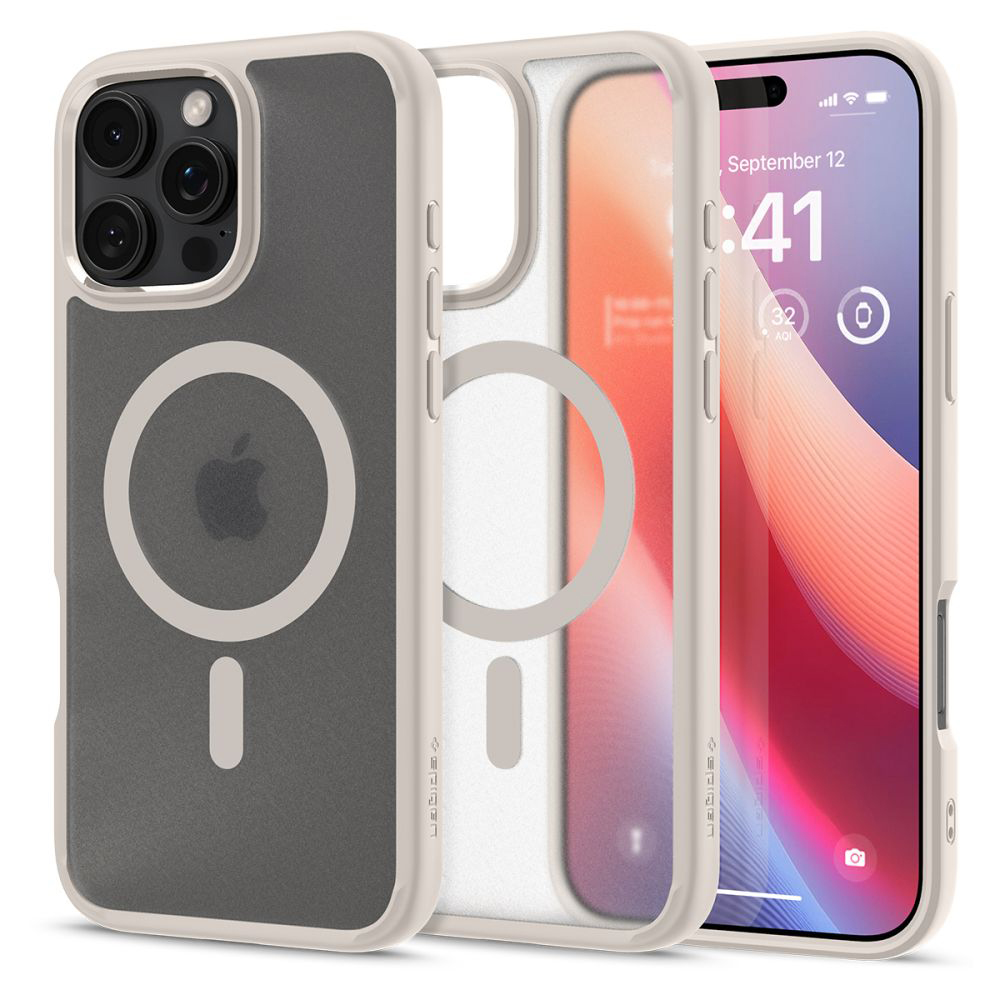 Spigen Ultra Hybrid MagSafe puzdro pre iPhone 16 Pro Max – matný prírodný titan (Frost Natural Titanium) KF2338587