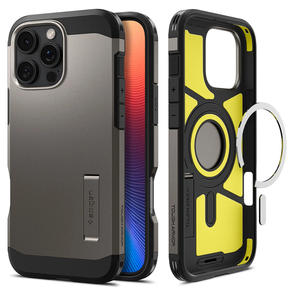 Spigen Tough Armor MagSafe puzdro pre iPhone 16 Pro – sivé (Gunmetal) KF2338593