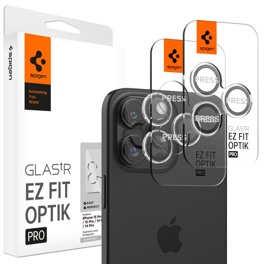 Spigen Optik.tR EZ Fit Pro Camera Glass (2 ks) (ochranné sklo kamery) pre iPhone 14 Pro / Pro Max / 15 Pro / Pro Max / 16 Pro / Pro Max – číre KF2338…