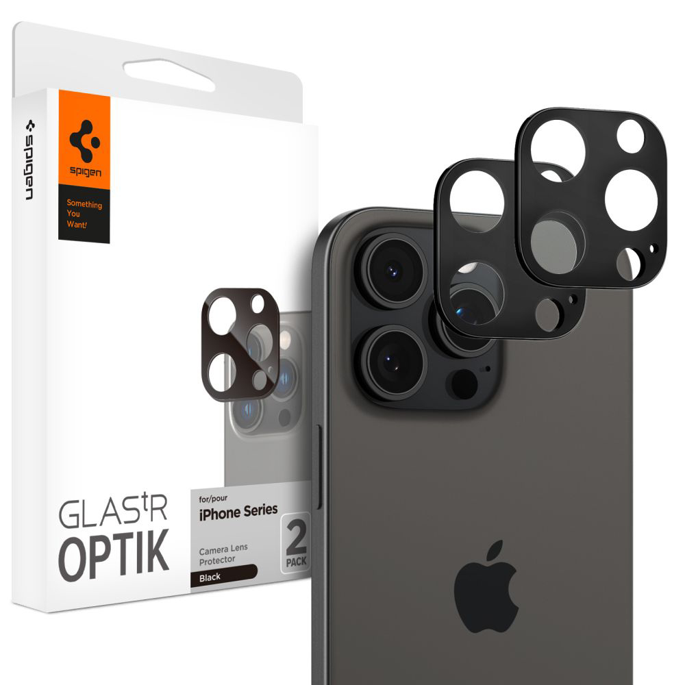 Spigen Optik.tR Camera Glass (2 ks) (ochranné sklo kamery) pre iPhone 14 Pro / Pro Max / 15 Pro / Pro Max / 16 Pro / Pro Max – čierne KF2338984