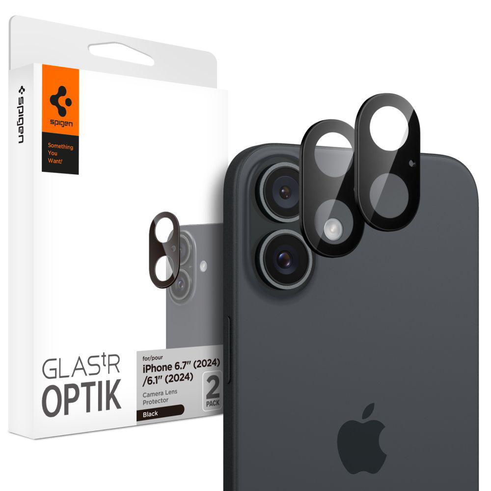 Spigen Optik.tR Camera Glass (2 ks) (ochranné sklo kamery) pre iPhone 16 / iPhone 16 Plus – čierne KF2339027
