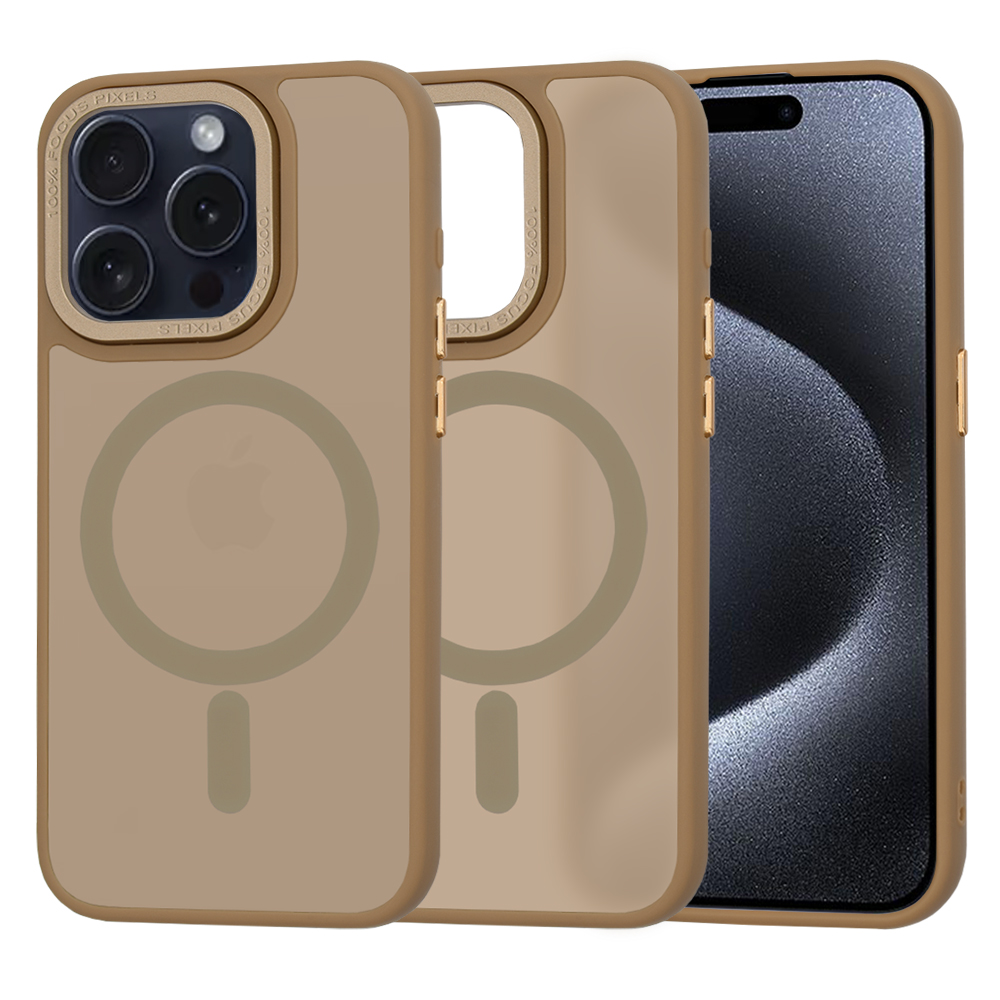 Techsuit HaloFrost MagSafe Series puzdro pre iPhone 15 Pro – pieskovohnedé (Sandstone Brown) KF2339703
