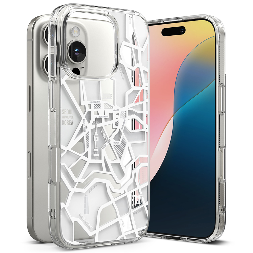 Ringke Fusion Design puzdro pre iPhone 16 Pro Max – mapa Seoul (biela) KF2341128